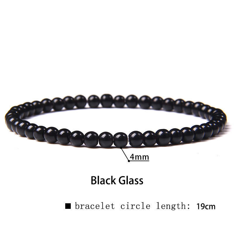 Buddha Stones 4 mm Diverse Steen Kristal Mini Kralen Genezende Armband - Zwart glas - 4 mm (Polsomtrek 14-17 cm) - image 21