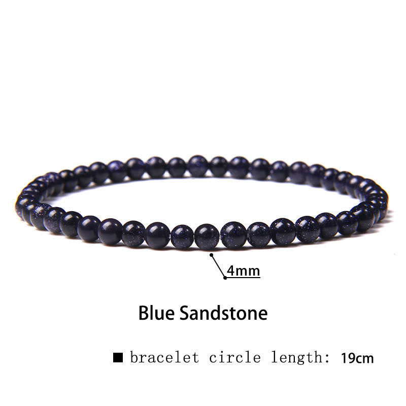 Buddha Stones 4 mm Diverse Steen Kristal Mini Kralen Genezende Armband - Blauwe zandsteen - 4 mm (Polsomtrek 14-17 cm) - image 15