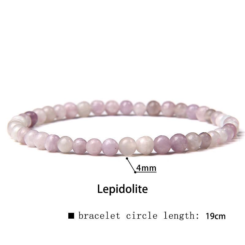 Buddha Stones 4 mm Diverse Steen Kristal Mini Kralen Genezende Armband - Lepidoliet - 4 mm (Polsomtrek 14-17 cm) - image 27