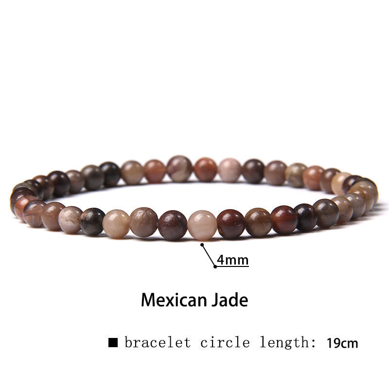 Buddha Stones 4 mm Diverse Steen Kristal Mini Kralen Genezende Armband - Mexicaanse jade - 4 mm (Polsomtrek 14-17 cm) - image 42