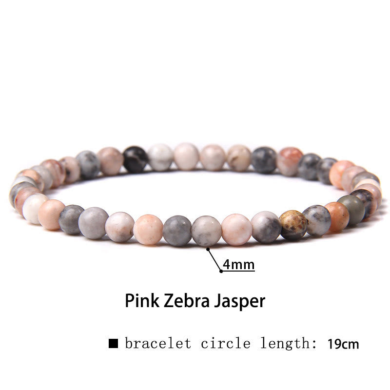 Buddha Stones 4 mm Diverse Steen Kristal Mini Kralen Genezende Armband - Roze Zebra Jaspis - 4 mm (Polsomtrek 14-17 cm) - image 47