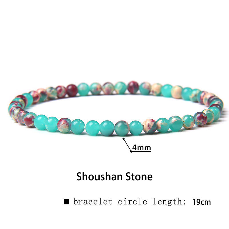 Buddha Stones 4 mm Diverse Steen Kristal Mini Kralen Genezende Armband - Shoushan-steen - 4 mm (Polsomtrek 14-17 cm) - image 43
