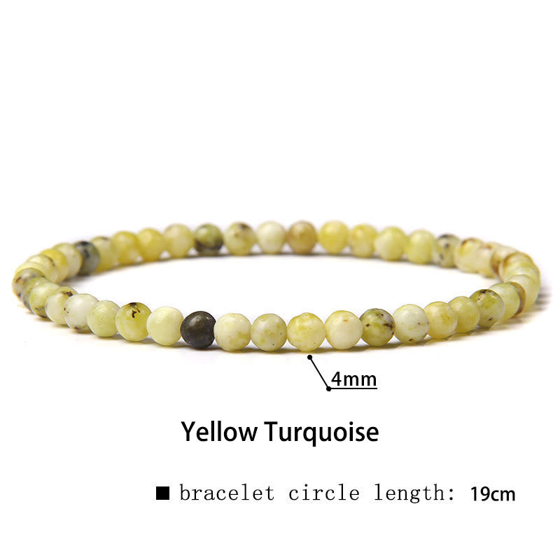 Buddha Stones 4 mm Diverse Steen Kristal Mini Kralen Genezende Armband - Geel turkoois - 4 mm (Polsomtrek 14-17 cm) - image 53