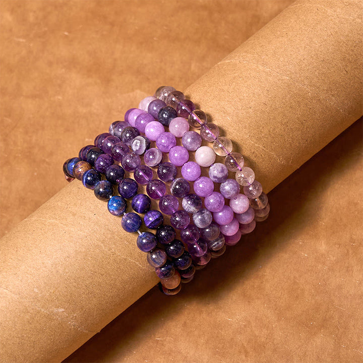 Buddha Stones Keep Calm paarse serie helende Armband - image 1