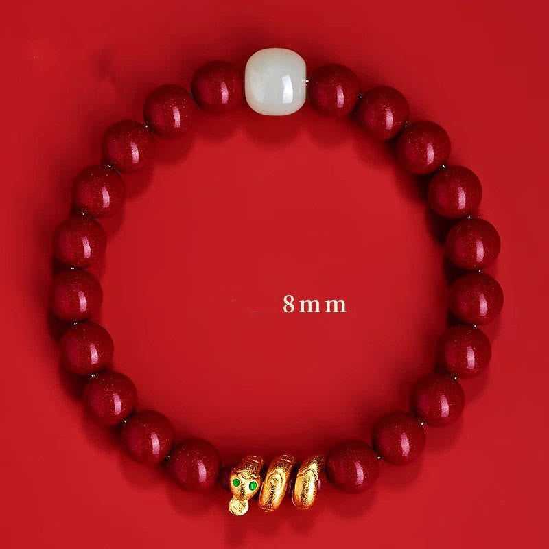 Buddha Stones Armband met cinnaberkralen, Hetian-jade en de zegen van het Jaar van de Slang. - image 3