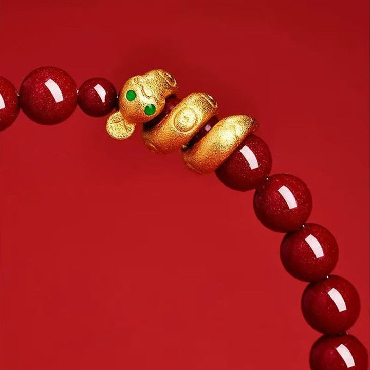 Buddha Stones Armband met cinnaberkralen, Hetian-jade en de zegen van het Jaar van de Slang. - image 12