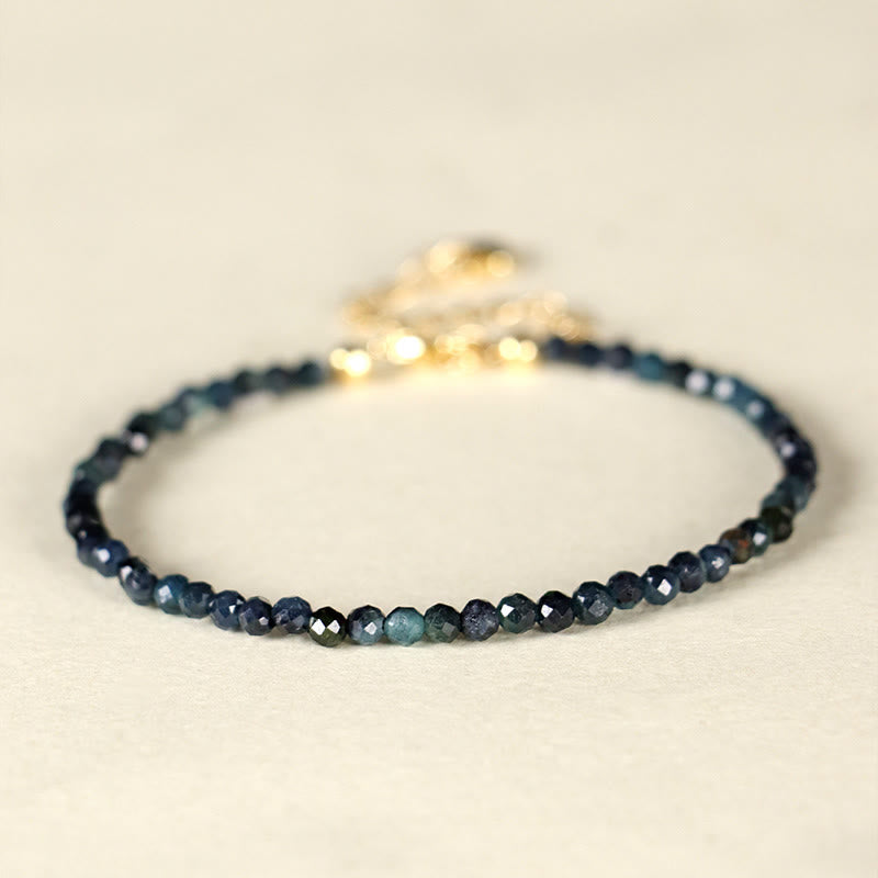 Buddha Stones Armband met indicoliet toermalijn en koperen kralen - 3 mm Indicoliet Toermalijn (Binnendiameter: 52 mm) - image 0