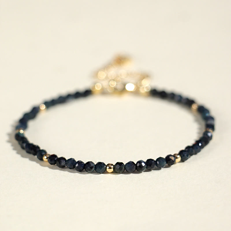 Buddha Stones Armband met indicoliet toermalijn en koperen kralen - 3 mm indicoliet toermalijn koperen kraal (binnendiameter: 52 mm) - image 3