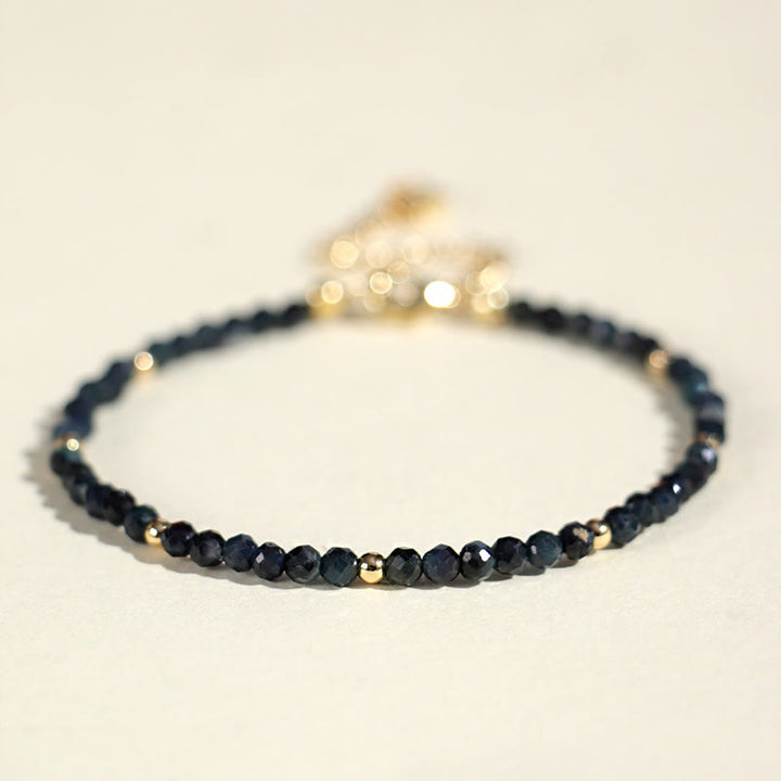 Buddha Stones Armband met indicoliet toermalijn en koperen kralen - 3 mm indicoliet toermalijn koperen kraal (binnendiameter: 52 mm) - image 3