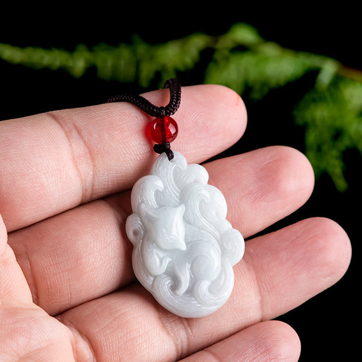 Buddha Stones Ketting van een negenstaartvos van natuurlijke jade - image 4