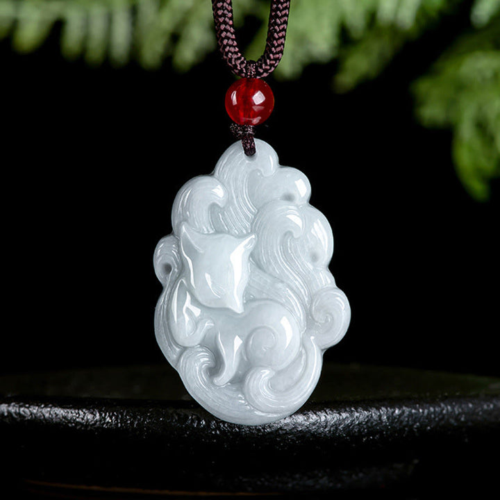 Buddha Stones Ketting van een negenstaartvos van natuurlijke jade - Jade (Welvaart♥Overvloed) - image 0