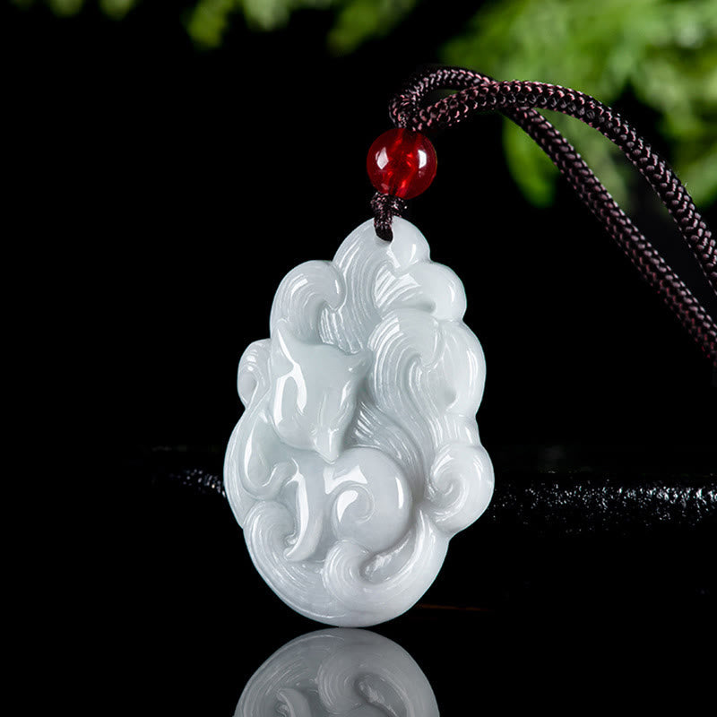 Buddha Stones Ketting van een negenstaartvos van natuurlijke jade - image 2