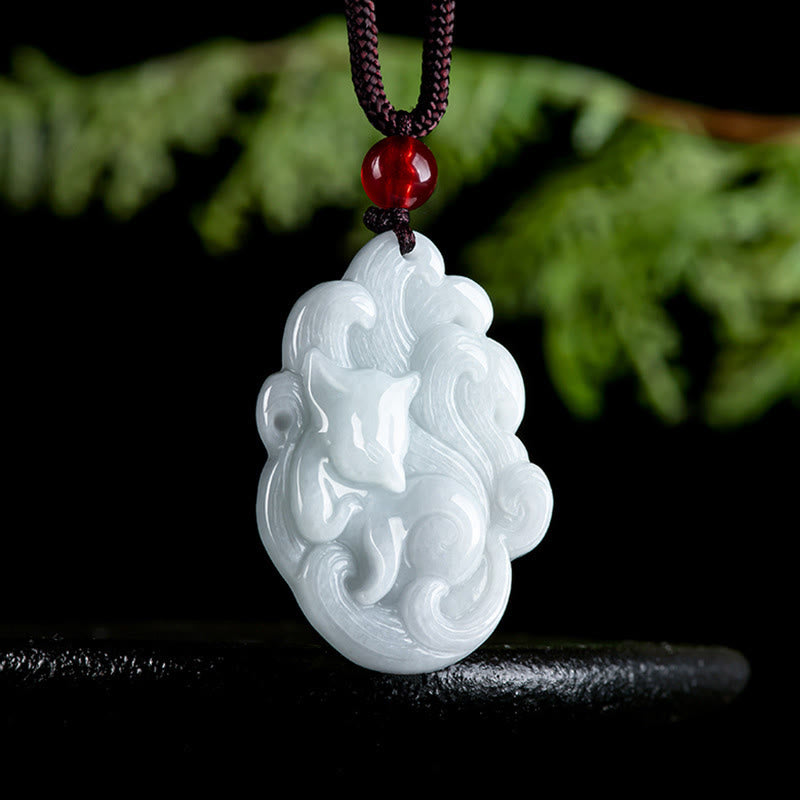 Buddha Stones Ketting van een negenstaartvos van natuurlijke jade - image 1