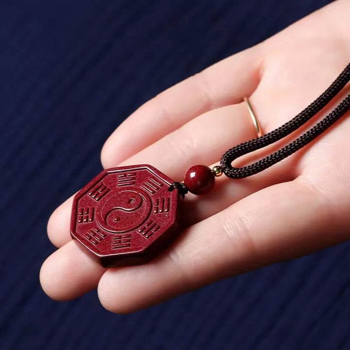 Buddha Stones Natuurlijke cinnaber Bagua Taishang Laojun Fu karakter kalme Ketting - image 2
