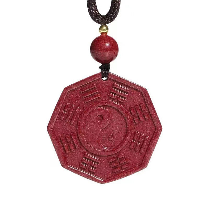 Buddha Stones Natuurlijke cinnaber Bagua Taishang Laojun Fu karakter kalme Ketting - image 4