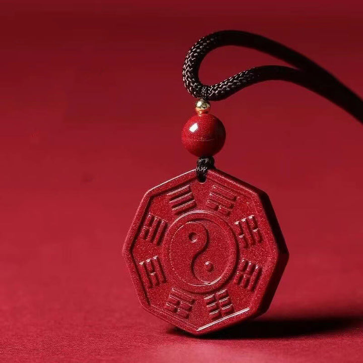 Buddha Stones Natuurlijke cinnaber Bagua Taishang Laojun Fu karakter kalme Ketting - Cinnaber Bagua koperen kraal (31*31*5 mm) - image 0