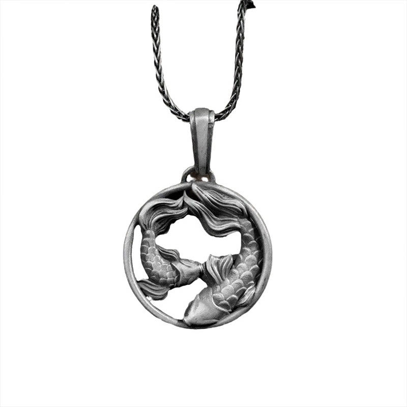 Buddha Stones Pure Tin Vissen Dubbele Koi Vis Rijkdom Ketting - image 3