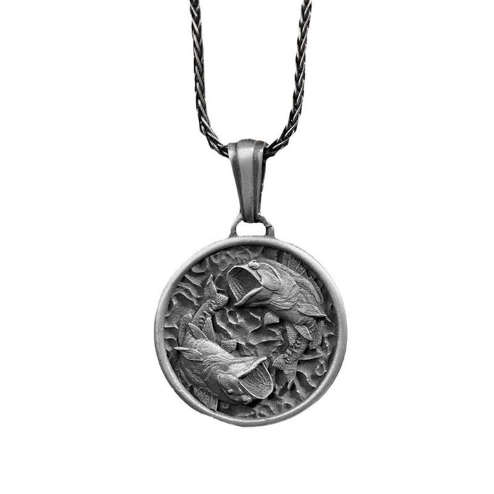 Buddha Stones Ketting met Koi-vismotief, gepolijst puur tin - image 3