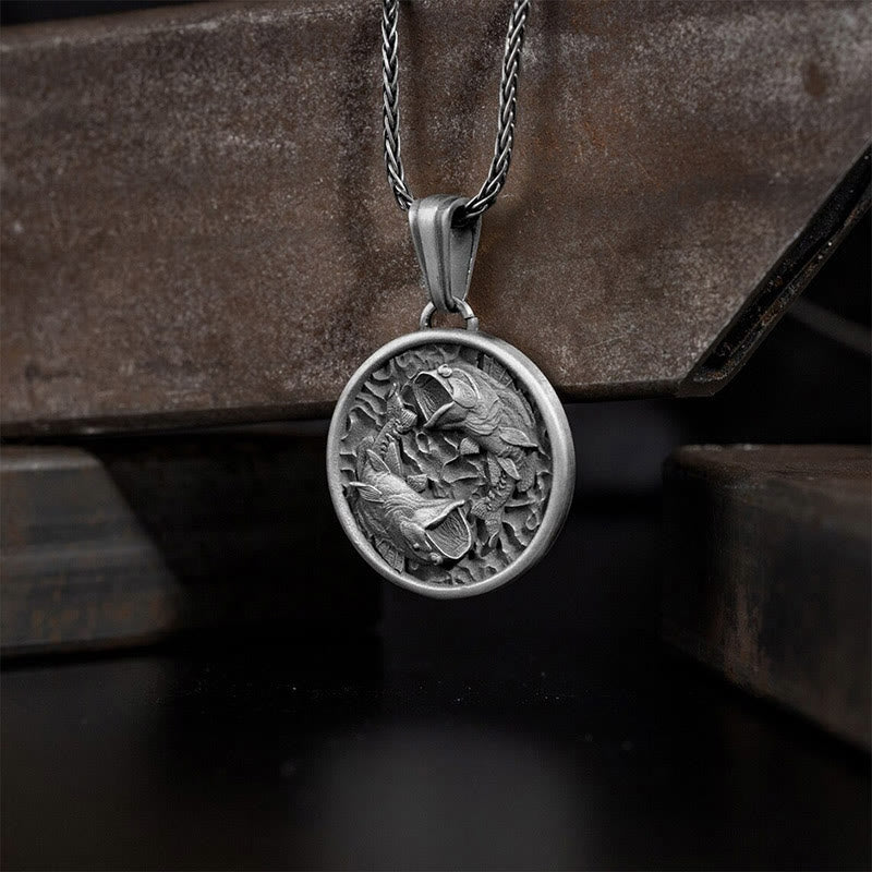 Buddha Stones Ketting met Koi-vismotief, gepolijst puur tin - image 1