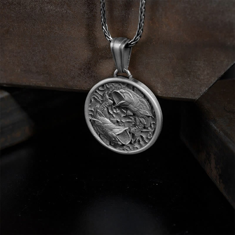 Buddha Stones Ketting met Koi-vismotief, gepolijst puur tin - image 2