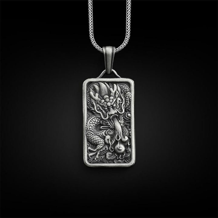 Buddha Stones Ketting met draak van puur tin ter bescherming tegen succes - Drakenhanger met titaniumstalen ketting - image 0