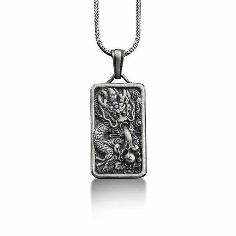 Buddha Stones Ketting met draak van puur tin ter bescherming tegen succes - image 1