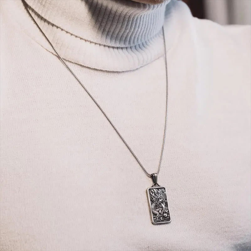 Buddha Stones Ketting met draak van puur tin ter bescherming tegen succes - image 2