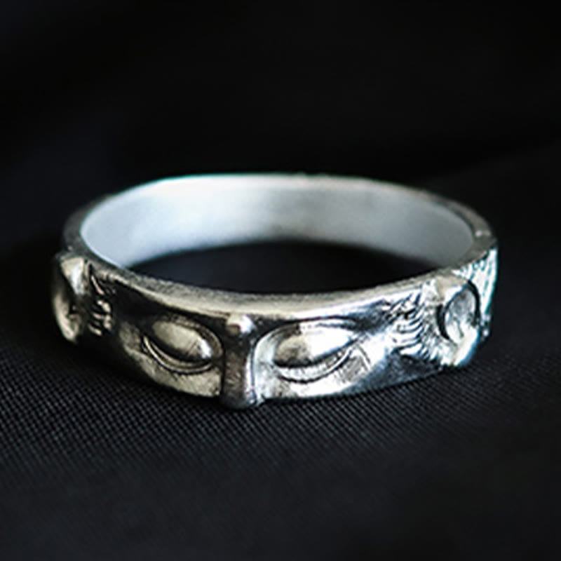 Buddha Stones 999 Sterling Zilveren Boeddha Ogen Ring - image 1