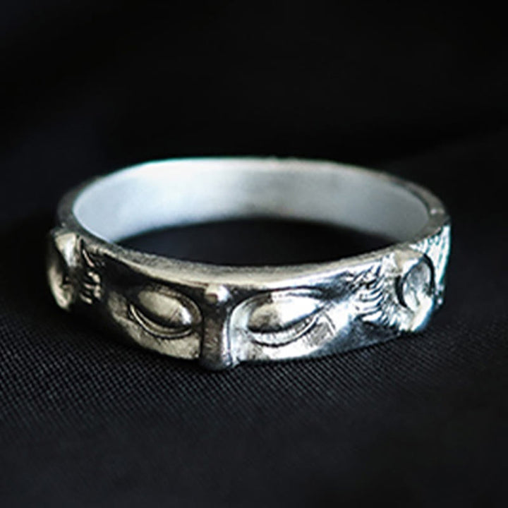 Buddha Stones 999 Sterling Zilveren Boeddha Ogen Ring - image 1