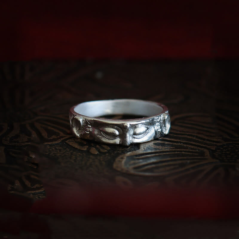 Buddha Stones 999 Sterling Zilveren Boeddha Ogen Ring - 999 sterling zilver - VS11 - image 0