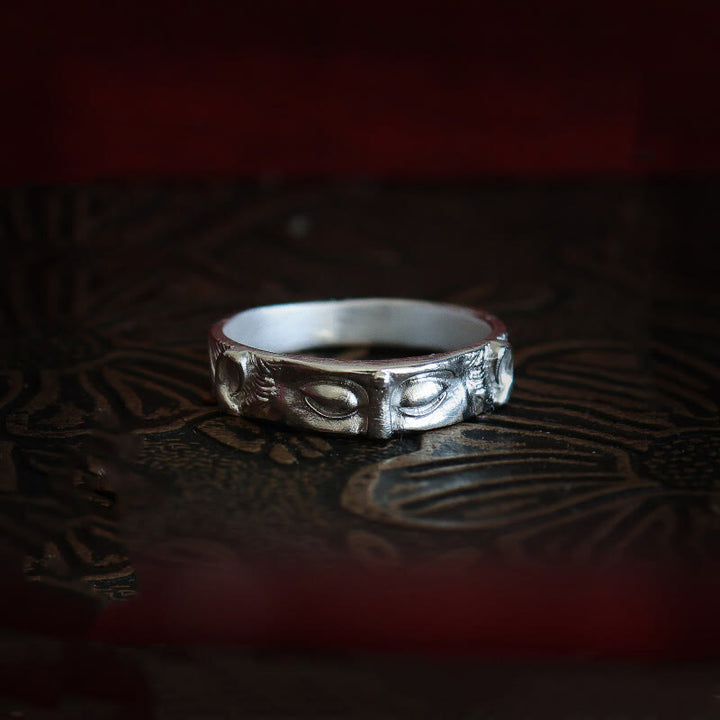 Buddha Stones 999 Sterling Zilveren Boeddha Ogen Ring - 999 sterling zilver - VS11 - image 0
