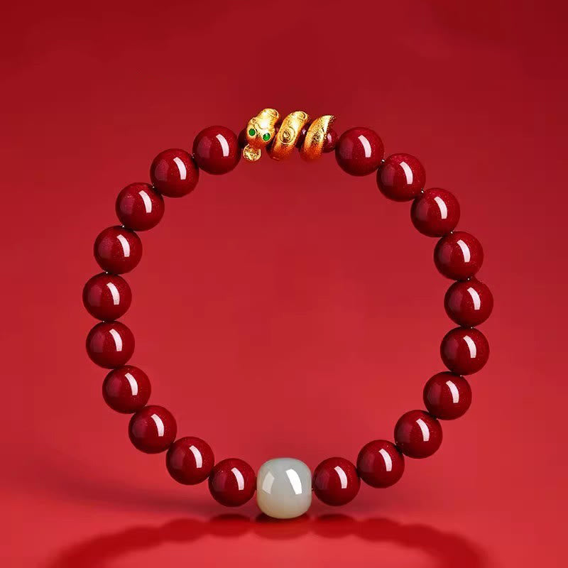 Buddha Stones Armband met cinnaberkralen, Hetian-jade en de zegen van het Jaar van de Slang. - image 1