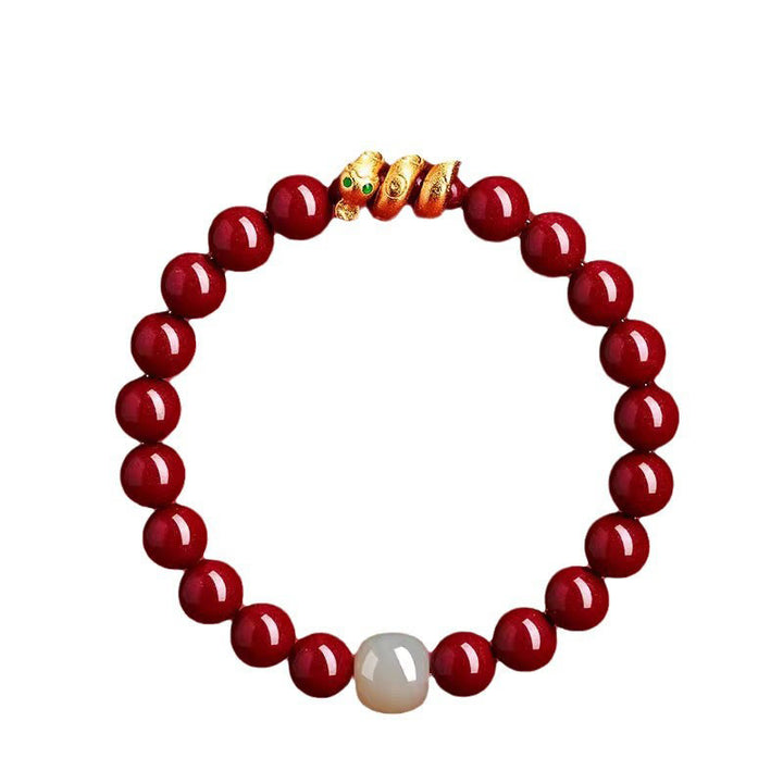 Buddha Stones Armband met cinnaberkralen, Hetian-jade en de zegen van het Jaar van de Slang. - image 17