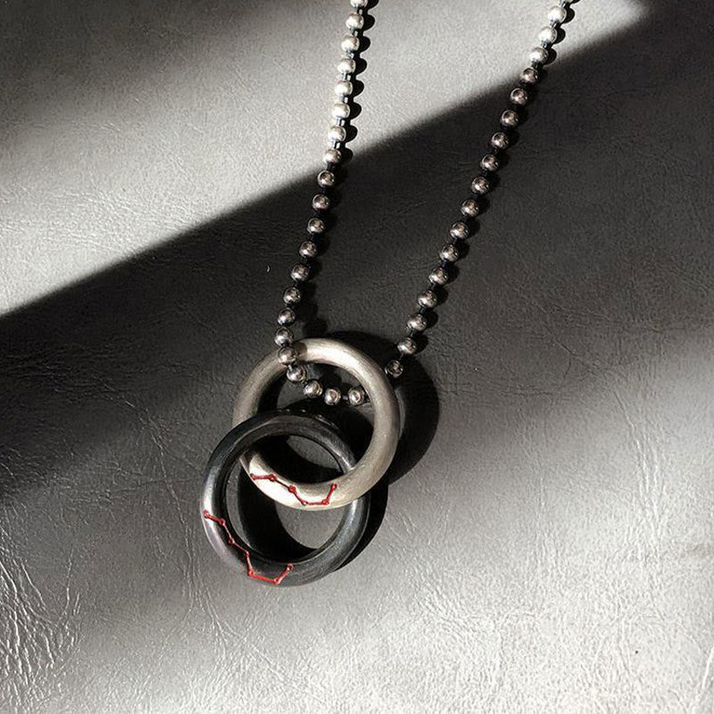 Buddha Stones Koperen Qiankun Hoop Grote Beer Ketting - image 8