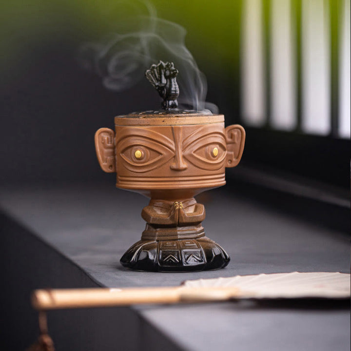 Buddha Stones Sanxingdui genezende keramische Wierook voor op het bureau - image 9