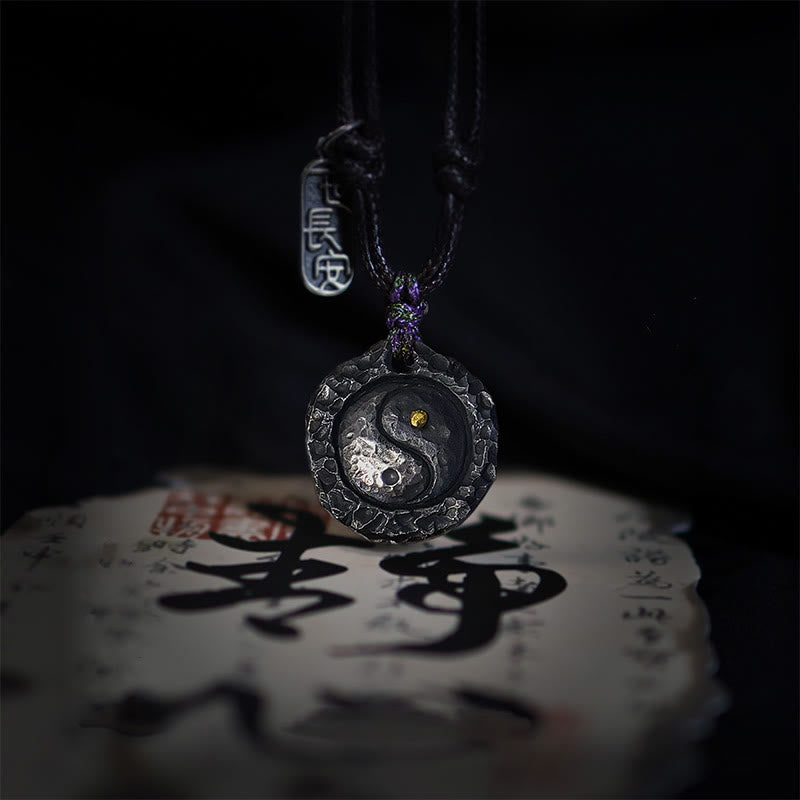 Buddha Stones 999 sterling zilveren Tai Chi Yin Yang ontwerp harmonie Ketting - 999 Sterling Zilveren Yin Yang (21*23*4mm) - image 0