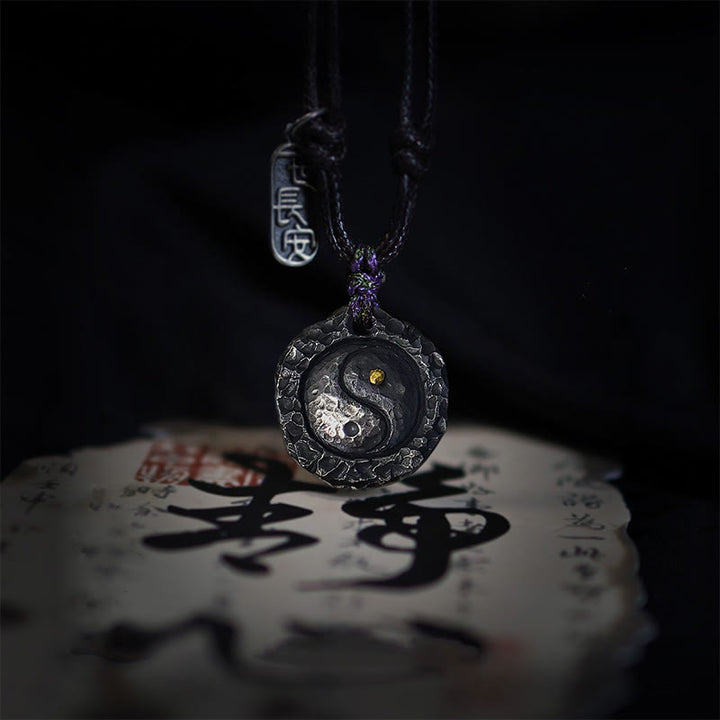 Buddha Stones 999 sterling zilveren Tai Chi Yin Yang ontwerp harmonie Ketting - 999 Sterling Zilveren Yin Yang (21*23*4mm) - image 0