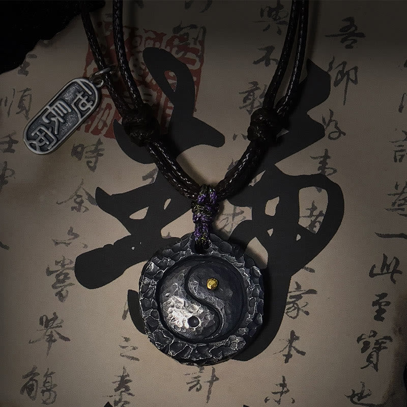 Buddha Stones 999 sterling zilveren Tai Chi Yin Yang ontwerp harmonie Ketting - 999 Sterling Zilver YIN YANG (22*24*5mm) - image 1
