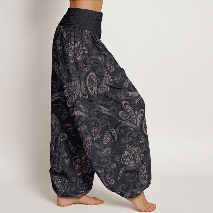 Buddha Stones Casual katoenen harembroek met bloemblaadjesdesign en elastische Taille voor dames - image 1