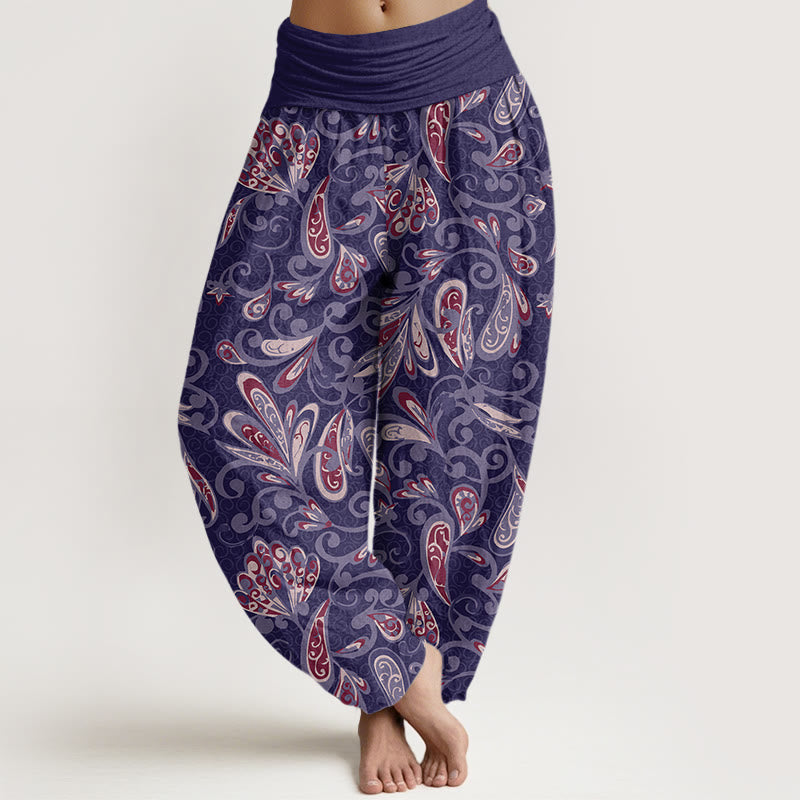 Buddha Stones Casual katoenen harembroek met bloemblaadjesdesign en elastische Taille voor dames - Middelpaars - US22, UK/AU26, EU54 (6XL) - image 7
