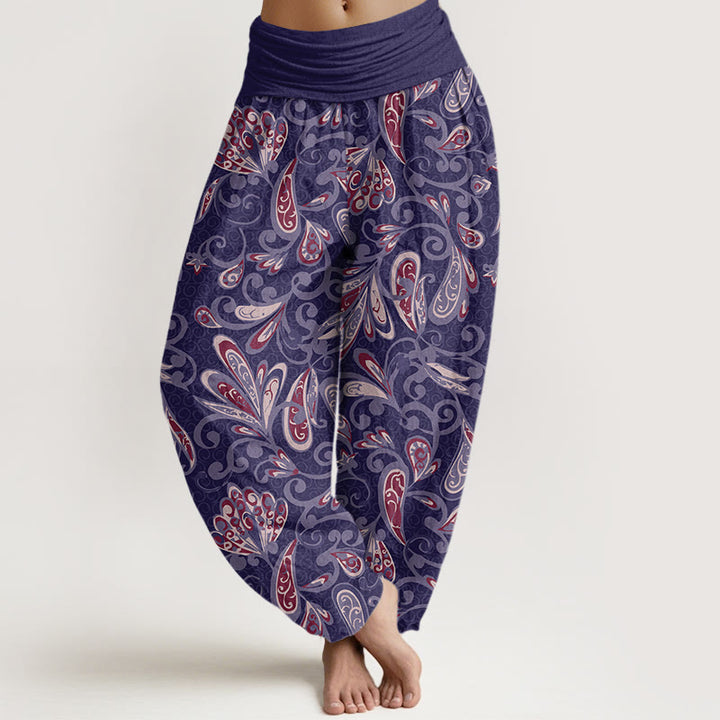 Buddha Stones Casual katoenen harembroek met bloemblaadjesdesign en elastische Taille voor dames - Middelpaars - US22, UK/AU26, EU54 (6XL) - image 7