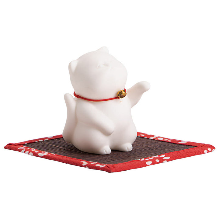 Buddha Stones Kattenbel Bamboe Mat Genezende Keramische Wierook Bureaudecoratie - image 12