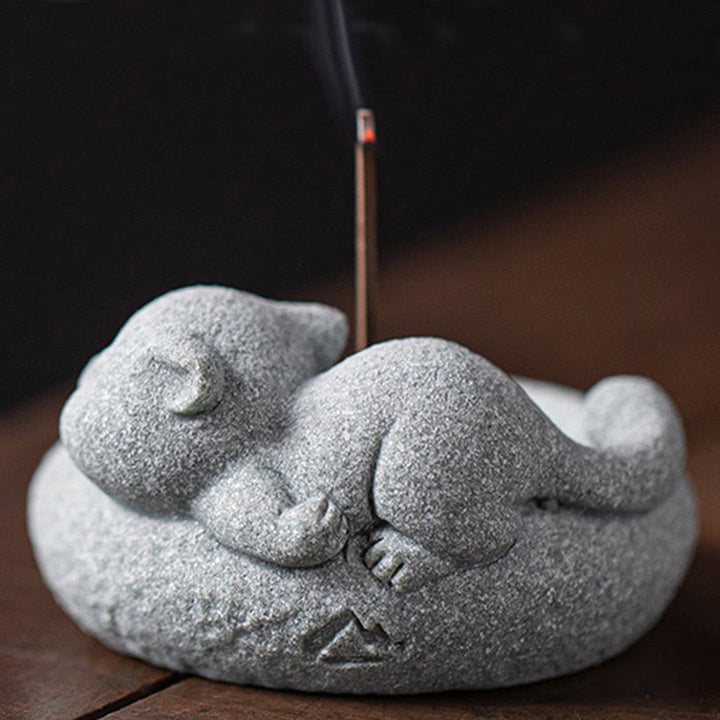 Buddha Stones Schattige luie staande kat Wierook voor op je bureau - image 24