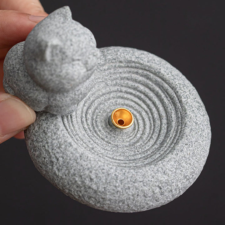 Buddha Stones Schattige luie staande kat Wierook voor op je bureau - image 8