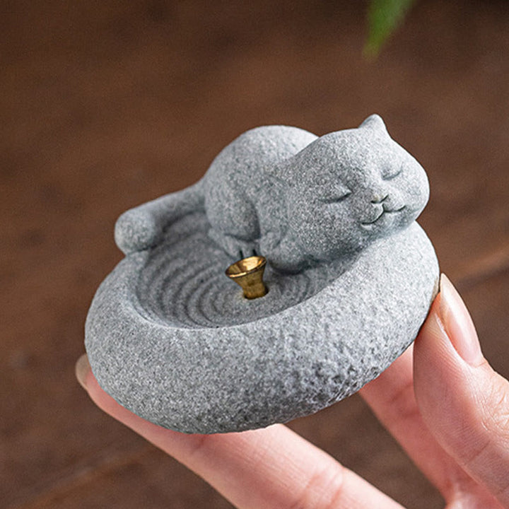 Buddha Stones Schattige luie staande kat Wierook voor op je bureau - image 25