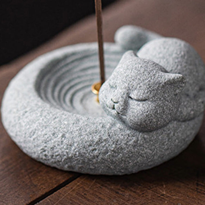 Buddha Stones Schattige luie staande kat Wierook voor op je bureau - image 23