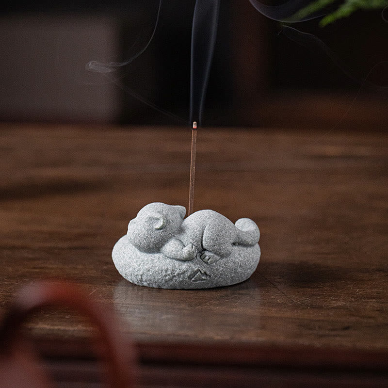 Buddha Stones Schattige luie staande kat Wierook voor op je bureau - image 16
