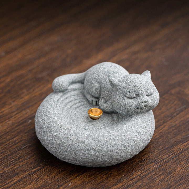 Buddha Stones Schattige luie staande kat Wierook voor op je bureau - Luie Kat 6,5*6,5*3,5 cm - image 12