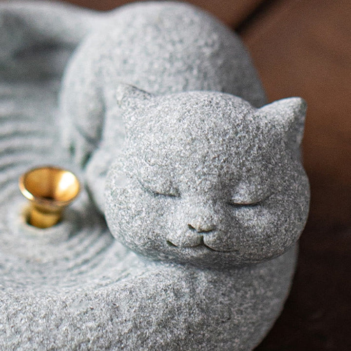 Buddha Stones Schattige luie staande kat Wierook voor op je bureau - image 26