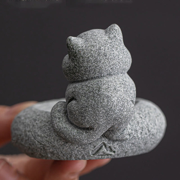 Buddha Stones Schattige luie staande kat Wierook voor op je bureau - image 10